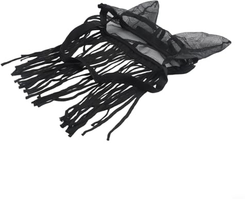 Protection contre les mouches pour cheval avec franges, respirante, filet anti-mouches, réglable, pour écurie, saule, noir (M)