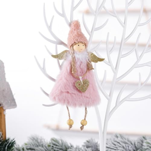 Generisk julängel plysch docka hänge för dekoration julängel | Mjuk plysch, hållbart material, festlig, för träd och vägg (Love angel Pink)