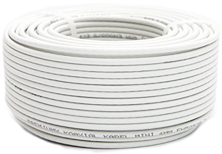 PremiumX câble satellite mini coaxial de 25 m en blanc - Extra fin avec un diamètre de 4mm - Double blindage pour la télévision par satellite | câble | DVB-T - Prend en charge la Ultra HD 4K et la 3D