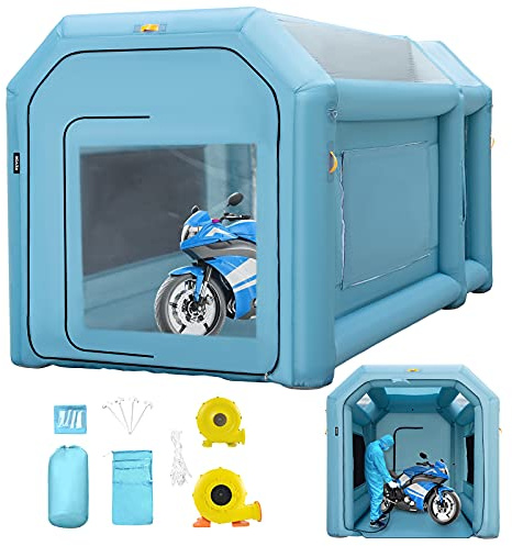 VEVOR Cabine Peinture Gonflable 4x2,5x2,5 m Tente Tunnel Pulvérisation Garage Tissu Oxford 210D PVC Souffleur Gonflage 680W Souffleur Ventilation 330W Tente pour Mécaniciens Automobile Pièces Voiture
