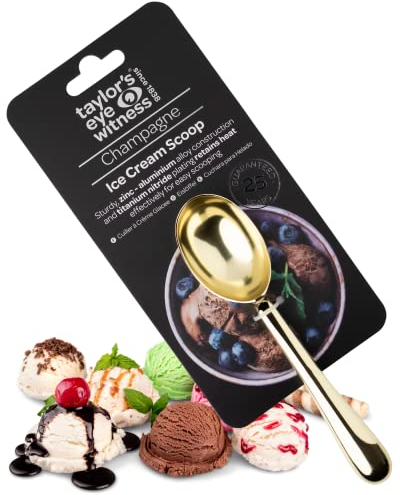 Aluminum Spoon Ice Cream Scoop - Taylor Eye Witness. Easy to use. Perfect Accessory for Tackling Frozen Desserts, Dishwasher Safe. Also Suitable Tool for Making Balls Out of Melon and Other Fruit.