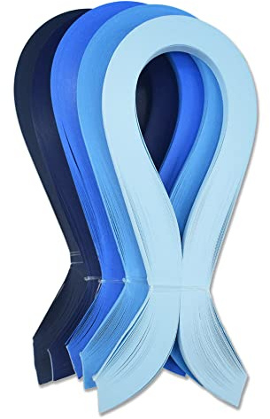 CraftTreat Lot de 500 bandes de papier pour quilling - 5 mm - Longueur : 30 cm - Pour décoration de cartes, sacs cadeaux, cadres photo et scrapbooking - Bleu