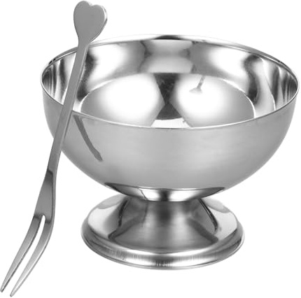 Stainless Steel Dessert Cup - Reusable Ice Cream Bowl for Salad, Pudding and Fruit - Elegant Kitchen Serving Dish, 9.2Cm