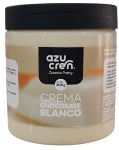 Azucren, crema de Chocolate Blanco, Crema Gourmet para Tus Postres, Tartas, Rellenos de Tartas, Desayunos y Meriendas, 300g