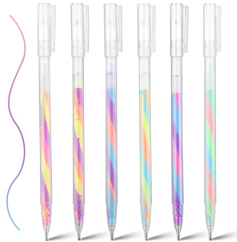 6 Stück Gelstifte Glitzer, Regenbogen Gelschreiber, 6 Farben Glitzer Gelstifte Kinder Glitzergelstifte Farbige Gelstifte, Magische Gelstifte Gel Glitzerstifte, Gelstifte Zum Ausmalen (Mischfarbe 1)