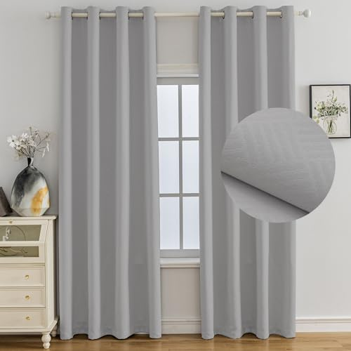 Ystyle Cortinas Termicas Aislantes Frio y Calor Opacas Dormitorio 2 Piezas, 140x240 CM, Modernas Blackout Cortinas con Ojales para Habitacion Salon, Grigio Chiaro