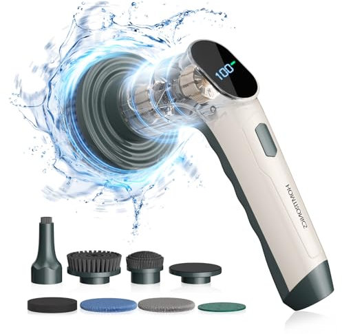 Elektrische Reinigungsbürste, Homtronics Spin Scrubber für Bad, Akku Reinigungsbürste mit 7 Bürstenkopfe, 3 Modi Perfekt, Reinigungsbürste Elektrisch mit Anzeige für Haushalt Duschen Fliesen Küche