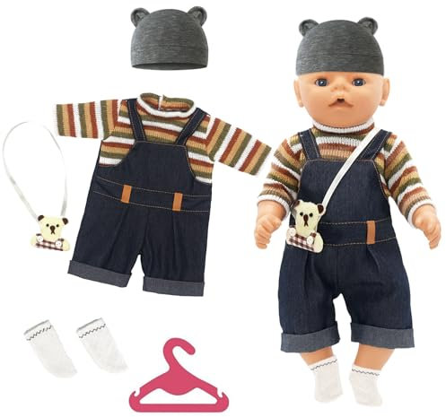 Baby Puppe Kleidung für 14-18 Zoll Puppen, 5 Puppe Kleidung Outfits, 35-43 cm süße Puppe Kleidung, Neugeborene Baby Puppe Jumpsuit für Geschenke, Geburtstage, Spielzeug