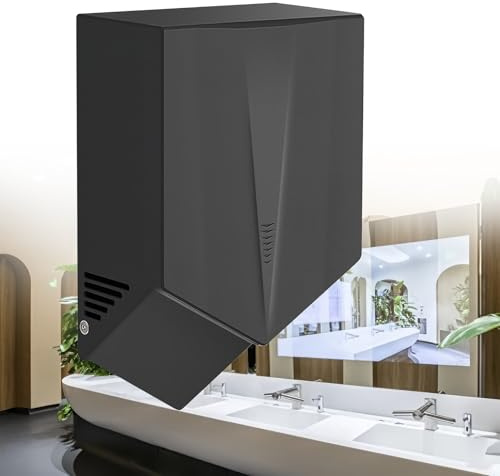 SAIYERUS 1500W Electric Wall Mounted Hand Dryer | Automatic Hand Dryer 5-8s Drying | Commercial Bathroom Hand Dryer - Low Energy with Infrared Sensor, Automatic Induction Hands Drying Device,Black