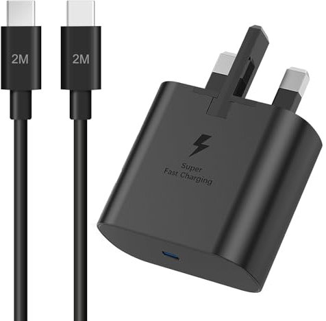 Samsung Fast Charger, Samsung USB C Charger Plug and Cable 2M USBC to Type C Charging Lead for Galaxy S25 S24 S23 S22 S21 S20 A56 A55 A54 A53 A52 A32 A34 A33 A35 A36 A17 A16 A22 A23 A25 A26