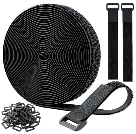 filheraze Sangle Velcro, sangle scratch, avec Attache en Scratch Robustes 2.5 cm x 5 m avec 20 Boucles – Ajustables, Réutilisable Attaches de Câble Câble Management Facile à Couper (Noir)