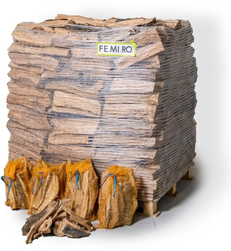 FEMIRO Legna da Ardere di Ulivo su Bancale 700 kg – Legna per Camino, Forni, Barbecue e Pizzerie – 100% Ulivo Made in Italy – Inclusi 4 Sacchi di Scaglie di Ulivo Accendifuoco