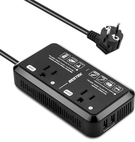 BESTEK 2000W Voltage Converter US to Europe, 220V to 110V Step Down Transformer for European Travel, Type-C Power Converter Adapter for EU/DE/FR/IT/ES (Black)