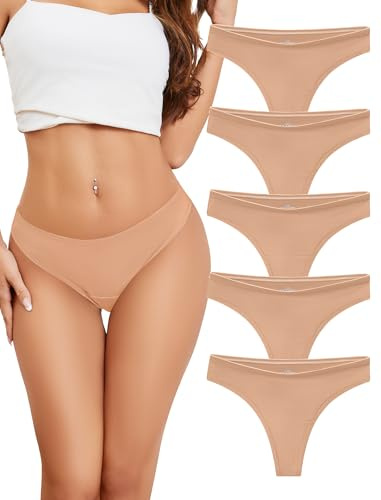 Voenxe Bomull Stringtrosor Dam UnderkläDer Flerpack,Women Cotton Thong | 5 Pack Kvinnor Trosor String,Comfortable Underwear,Brasilian Tangas Panties,Tanga Damtrosor,Sport Trosa Lingerie Multipack