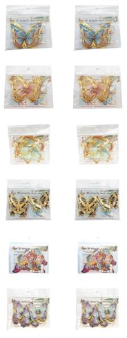 Eawfgtuw Lot de 24 autocollants muraux élégants en forme de papillon 3D avec bordure dorée, décalcomanies décoratives amovibles en PVC pour mariages, fêtes et décoration d'intérieur (PY3026-YJ)