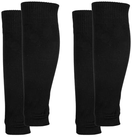 Grevosea 2 Pairs Shin Guard Sleeves, Pre Cut Soccer Sleeve Socks Football Basketball Leg Sleeves for Men Women Youth Adults (Black)