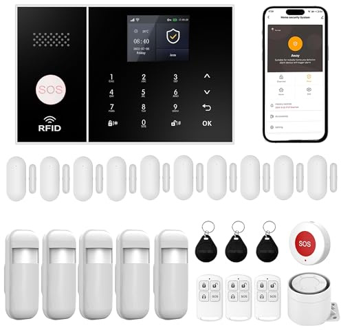 XUK Système Alarme sans Fil, Kit Alarme Maison avec Capteurs Porte/Fenêtre