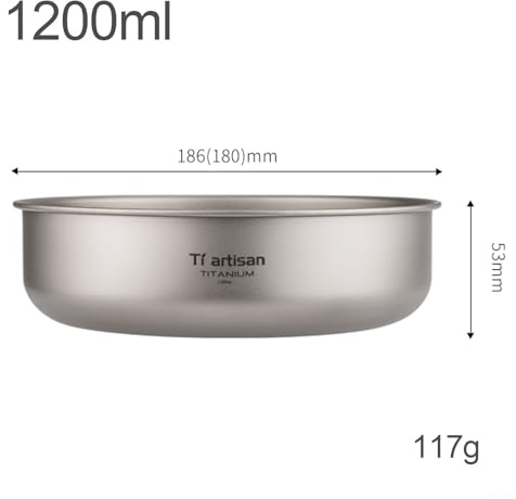 Cuenco apilable de titanio para camping, vajilla ligera al aire libre para senderismo, mochilero, picnic, juego de utensilios de cocina resistentes a los arañazos (1200 ml)