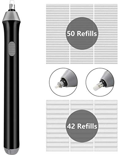 GuDoQi Elektrischer Radiergummi, 92 Nachfüllungen, Batteriebetrieben, Automatischer Radiergummi für Zeichenstifte, Lernen, Büro, Architekturpläne, Kunst und Handwerk