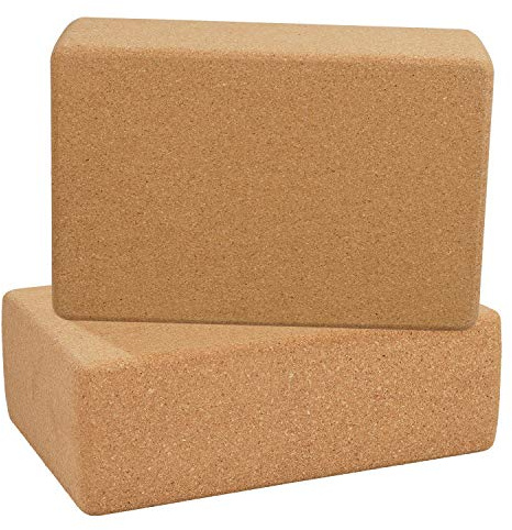 Tuevob Yoga Blocks Set of 2, 76 MM Cork Yoga Bricks for Fitness Training and Sports