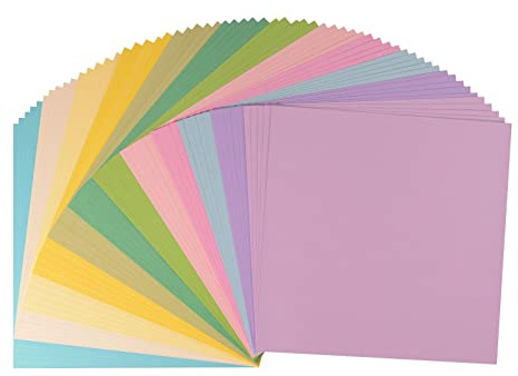 Vaessen Creative Florence Cardstock papper, färgblandning vår, 216 gram/m², kvadratisk, 30,5 x 30,5 cm, 60 stycken, släta, för scrapbooking, korttillverkning, stansning och andra pappershantverk