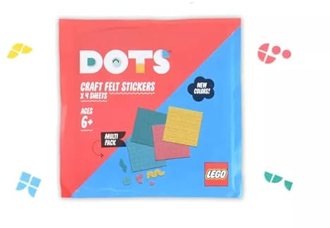 LEGO DOTS Craft Felt Stickers 4 Pack 6+ Multipack Blue Pink Yellow Fun Crafting Gift