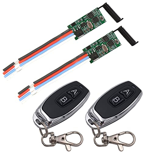 DieseRC 2 Modules récepteurs avec 2 émetteurs interrupteur télécommande sans fil DC 3,6V 5V 12V 24V 30V 2A 1 canal 433Mhz Contrôle radio interrupteur à distance Contrôleur de petite taille