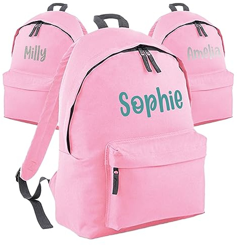 Print Maniacs Personalised School Backpack Large 18L Kids Travel Rucksack Junior Shoulder Collage Rucksack Back To School Girls Boys Lunch Swimming P.E Laptop Book Bag Name
