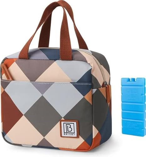 Brisby Kühltasche klein - 4L, Lunchtasche, Vierschicht isolierte Kühltasche mit Kühlelemente, vielseitige Lunchbag, für damen in Farbe Blöcke