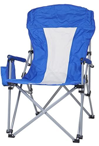 Mendler Campingstuhl HWC-L50, Klappstuhl Anglerstuhl Regiestuhl, waschbar Schutzhülle Stahl Stoff/Textil - blau