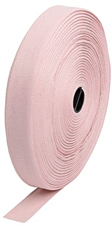 Kraftz 100% Cotton Bias Binding Tape 50m | Cotton Tape for Bunting with Herringbone Pattern Weaving | Perfect for Crafts or Dressmaking (12mm, Pink)