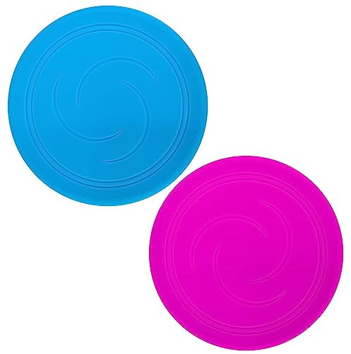 EQLEF Flying Disc Nicht rutschen Soft Silikon Spielzeug Eltern Kind Zeit Outdoor Sport 2 Stück (rot und blau)