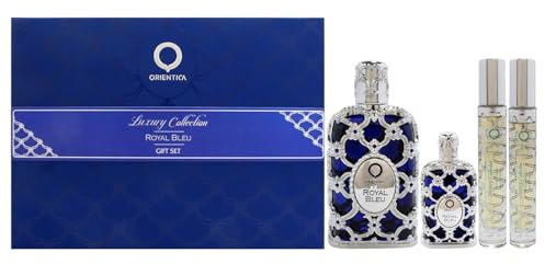 Royal Bleu by Orientica for Unisex - 4 Pc Gift Set 2.7oz EDP Spray, 7.5ml EDP Spray, 2 X 10ml EDP Spray