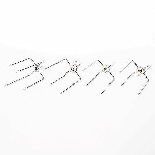 Pince à viande avec quatre aiguilles à viande et fourchette à brochette pour tournebroche et tournebroche, diamètre intérieur : environ 1,15 cm, dimensions : environ 13,5 x 5,5 x 6,5 cm, aiguille de