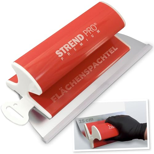 STREND PRO Flächenspachtel 25cm PREMIUM mit Z-Griff | PROFI Z Spachtel Set für Trockenbau, Verputzer | Rostfrei Edelstahlkingle 0,3mm | Glätterspachtel | Fassadenspachtel