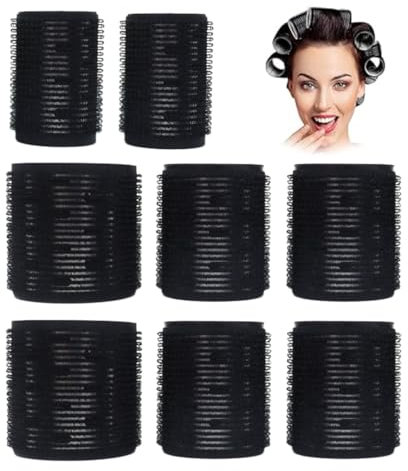 XUZOPIM 8 Pezzi Bigodini Black Hair Rollers For Big And Large Hair With Closure Hair Rollers Large Hairdressing Curler For Salon Hairdressing