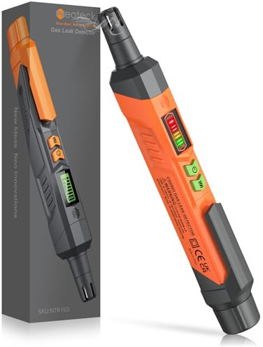 Neoteck Gasleckdetektor Erdgasdetektor mit akustischem und optischem Alarm, Tragbarer Gasdetektor zur Lokalisierung von brennbaren Gasleckquellen wie Methan, Propan für zu Hause
