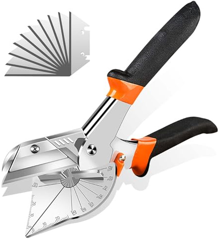 Multi Angle Miter Shears Cutter: 45 to 135 Degree Multifunctional Trunking Shears with 10 Blades Beading Cutting Tool Angle Cutter for Wood Moulding