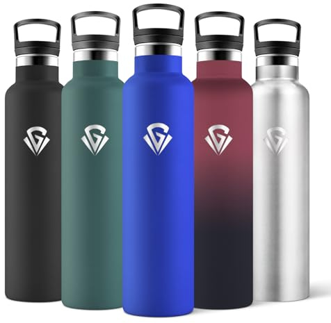 Motswedi Botella Termica Agua Acero Inoxidable, 1L Libre de BPA, 2 Tapas Incluidas (Con Pajita), 304 Acero Inoxidable, Botellas para Oficina, Gimnasio, Salidas diarias - Azul Real