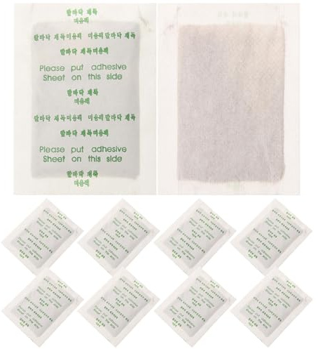 BIUDECO 10 Almohadillas para Pies de Jengibre Natural Relajantes y Detox Parches Desintoxicantes Cuidado Pies Ideales para Usar Antes de Dormir