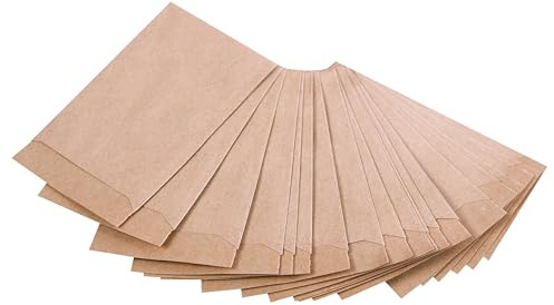 Logbuch-Verlag 25 små kraftpapperspåsar mini papperspåsar 5,3 x 7,8 cm förpackning små delar Globuli tabletter blomfrön piller smycken give-away present