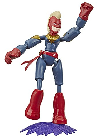 Marvel Avengers Bend And Flex Action Figure Toy, 15-cm Flexible Captain Marvel Figure, Includes Blast Accessory, For Children Aged 6 and Up