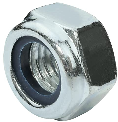 AERZETIX - C58262 - Juego de 10 tuercas hexagonales de bloqueo M12 - tuercas autoblocantes con anillo de nylon - rosca métrica - en acero galvanizado - color plata