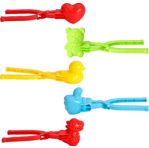 5 Pcs Snowball Maker Clips,Sand Clay Mold Tools, Snowball Maker Toys,Dinosaur Shaped Snowball Maker,Outdoor Snowman Family Winter Snowball Fight Maker Tool Clip for Kids Adult Snowball Beach Player