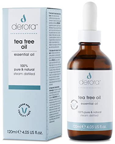 Derora Tea Tree Oil | For Skin, Hair & Nails | Cleansing & Invigorating | 100% Pure & Natural | Antioxidant & Natural Antiseptic | Steam Distilled | All Skin Types | Vegan & Cruelty Free (120ml)