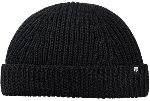 Enter the Complex® Kurze Fisherman Beanie, Docker Mütze, Herren und Damen, Trawler Beanie, 100% Merino Wolle, Rollmütze, Schwarz