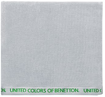 United Colors of Benetton. Strandtuch, 90 x 160 cm, 380 g/m², 100% Baumwolle, Velours, Grau mit neutralem Logo