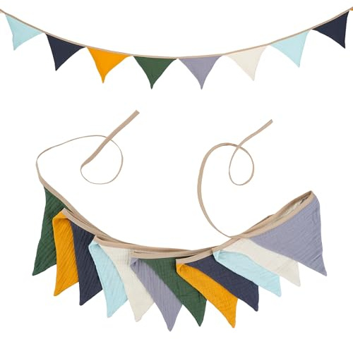 G2PLUS 2.8M Banderines de Tela Guirnalda de Banderine Infantiles,Cadena de Banderines como Decoración de la Habitación de los niños 12 Banderines-Multicolor