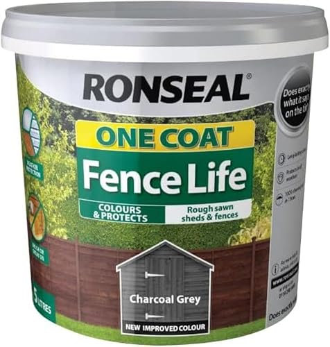Fab Int Products One Coat Fence Paint, Charcoal Grey, 5L, for Wood Fences
