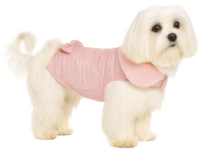 Abrigo Perro – Guzzi Rosa – A:25cm – Poliéster – Lavable a 30°C – Forro Polar Suave – Impermeable – con Lazo Decorativo – Flamingo